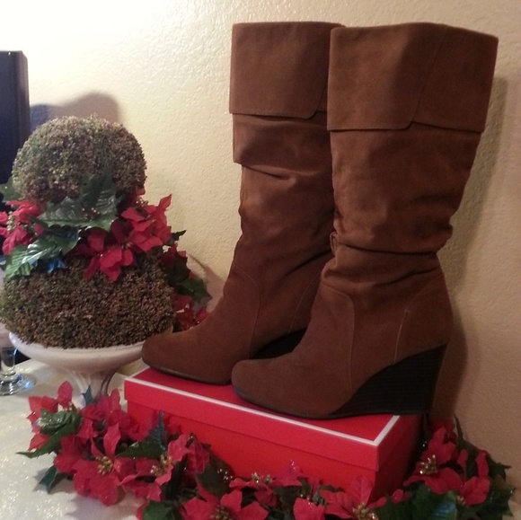 SO WEDGES HEEL WOMEN'S SLOUCH BOOTS SIZE 8 - Picture 4 of 4